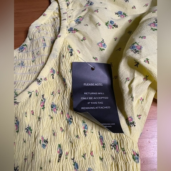 NWT Faithfull the Brand- Constantia Yellow Floral Puff Sleeve Dress. Size US 6 - Picture 8 of 12